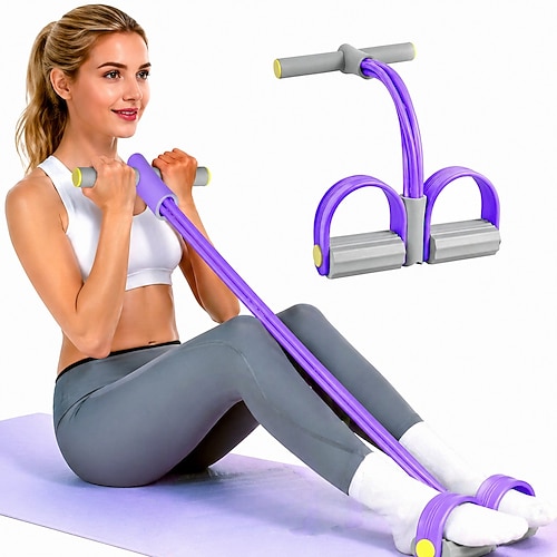 Pedalwiderstandsbänder mit Griffen, robustes 6-Rohr-Multifunktions-Pedalwiderstandsband, Fußpedalwiderstandsbänder aus Naturkautschuk, Fitness-Widerstandsbänder für Bauch, Taille, Arme und Beine