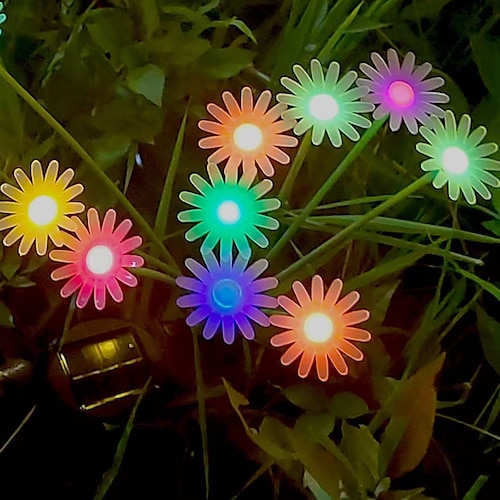 4 Stück Solar-Gartenleuchten mit Gänseblümchenmotiv, wasserdicht, schwingend, für Gartenwege, Rasen, Terrasse, Partys, Hochzeiten und Camping Image