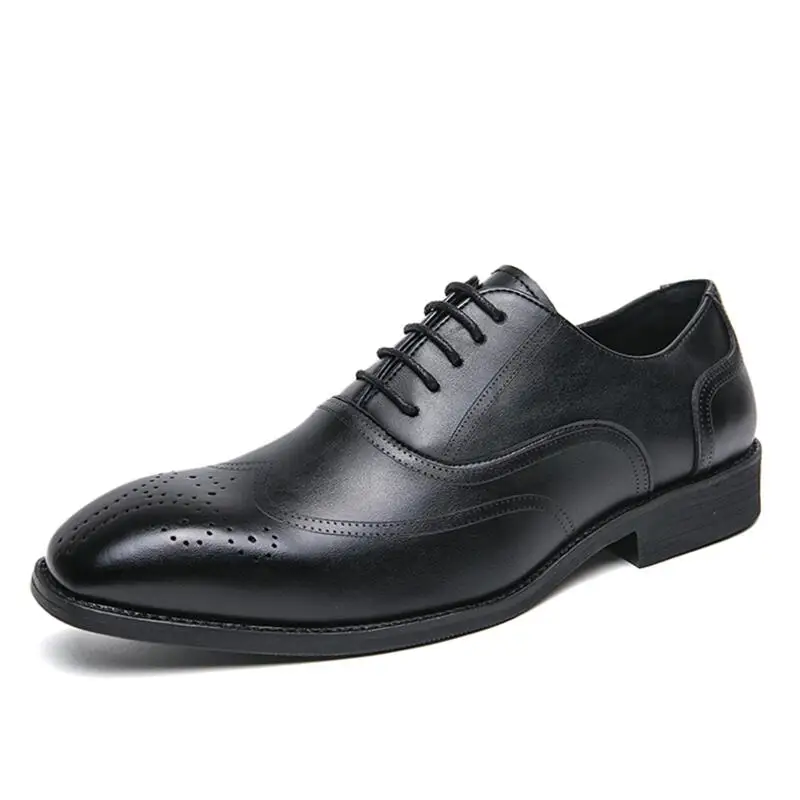 Luxuriöse Herren-Kleiderschuhe, spitze Zehen, Leder, Herren-Oxfords, klassische italienische Brogue-Schuhe, modische Schnür-Herrenschuhe, Größe 46