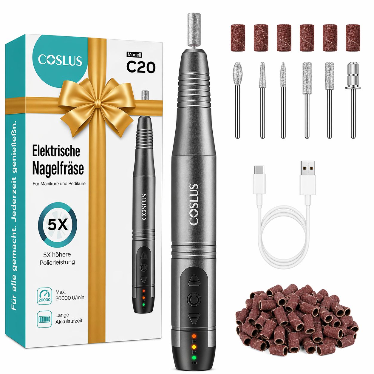 COSLUS set professionale manicure e pedicure 11 in 1 – Grigio St