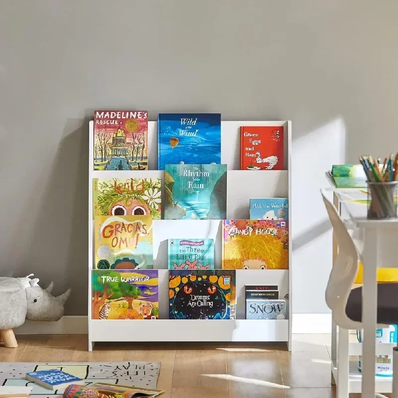 Weißes 4-stöckiges Bücherregal für Kinder, Bücherregal, Aufbewahrung, Präsentationsständer, Organizer, Estanteria Libros, nordische Möbel
