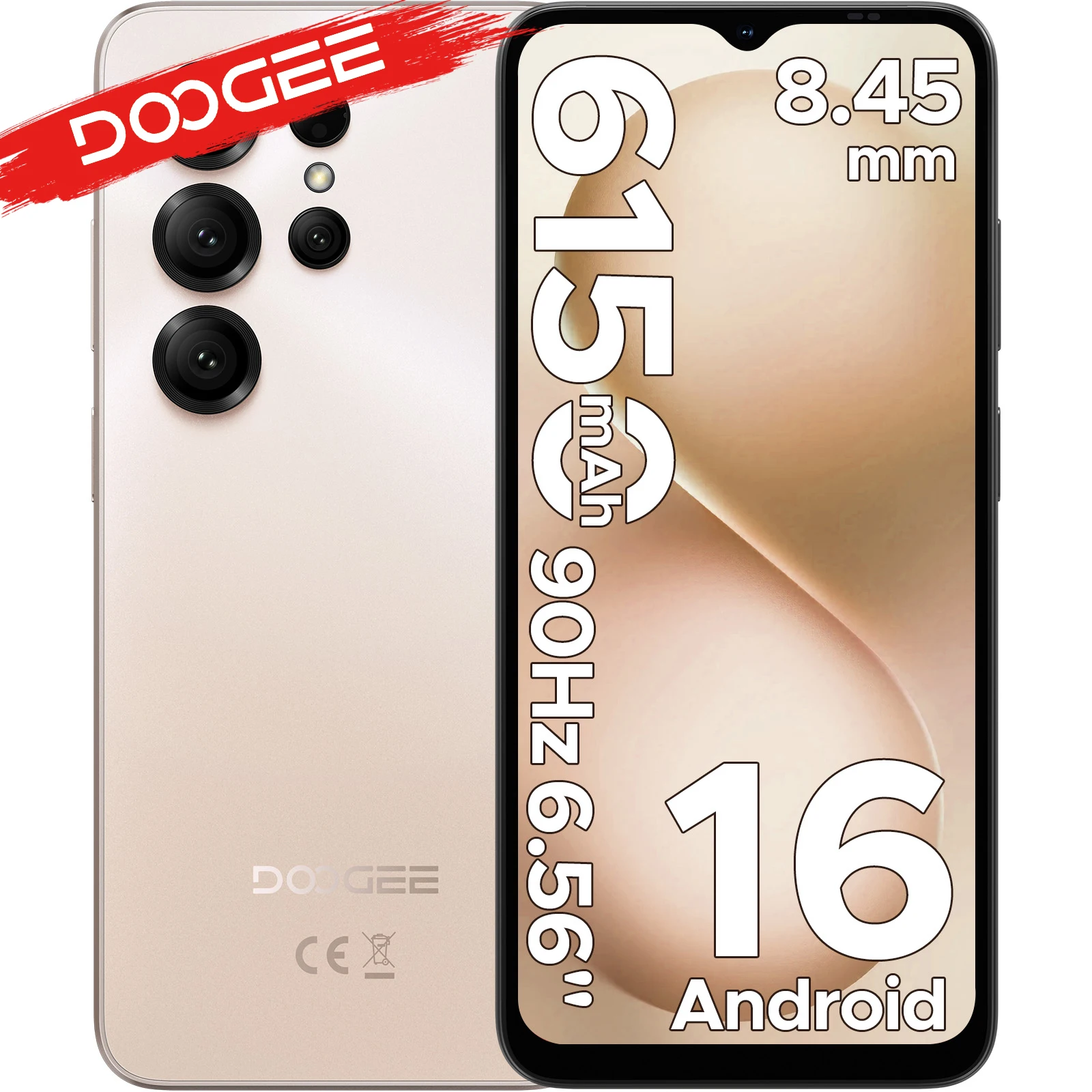 DOOGEE Note56 X Smartphone Android 16 24GB RAM (3GB+21GB) 64GB ROM 6,56 Zoll Bildschirm 6150mAh Akku Mobiltelefone Smartphone