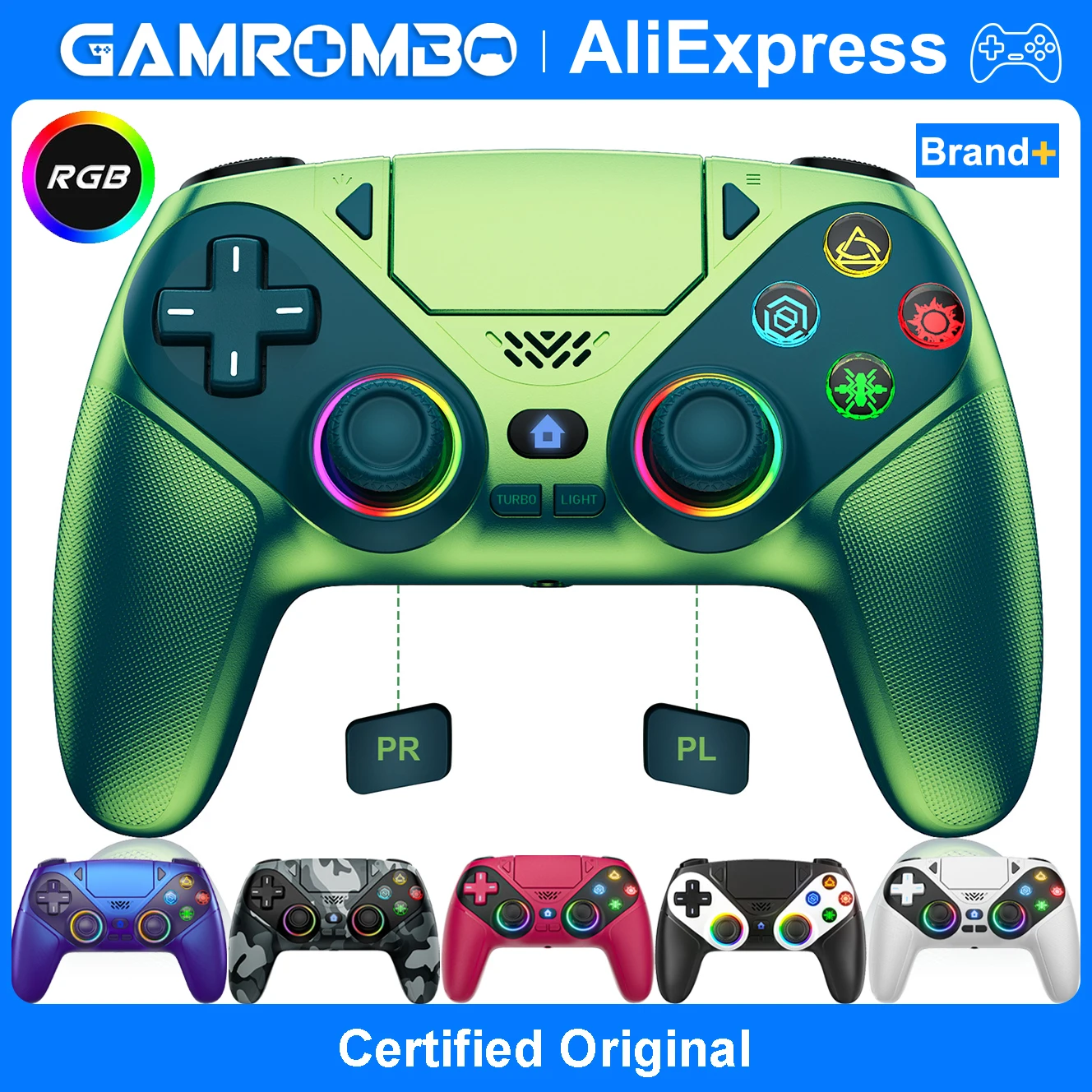 Kabelloser Controller für Playstation 5 PS5/PS5 Pro/Slim/PC RGB LED Spiel-Joystick mit Dual-Vibration, Marco/Turbo programmierbare Gamepads. Image
