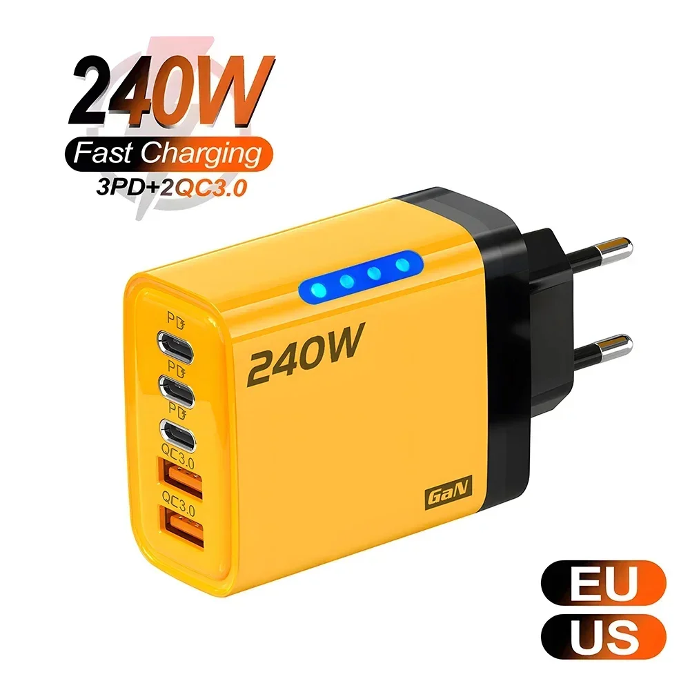 240 W USB C Ladegerät Typ C Quick Charge 3,0 Handy Ladegerät Für iPhone Samsung Xiaomi 14 Huawei EU/US/UK Stecker Telefon Adapter Image