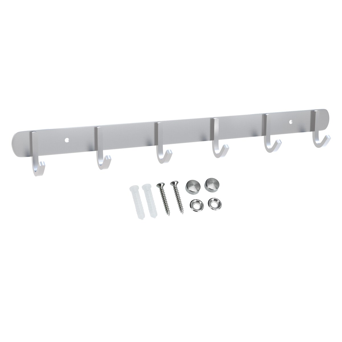 Intirilife Edelstahl Garderobenleiste Modell D - 6 Haken - 46 x 4.7 cm - Kleiderhaken Garderobe Hakenleiste in 5 verschiedenen Designs Image