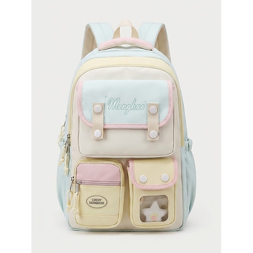 Zaino scolastico kawaii per ragazze preadolescenti, borsa capiente color pastello con molte tasche, ideale per la scuola media, i viaggi e il ritorno a scuola.