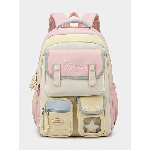 Zaino scolastico kawaii per ragazze preadolescenti, borsa capiente color pastello con molte tasche, ideale per la scuola media, i viaggi e il ritorno a scuola.