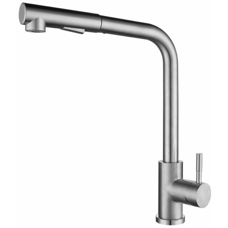 Rubinetto Da Cucina Con Maniglia Singola Estraibile E Doccetta Estraibile, Rubinetto Da Cucina Spazzolato, Rubinetto Per Lavello Girevole A 360°, Rubinetto Da Cucina In Acciaio Inossidabile - 23,536 C