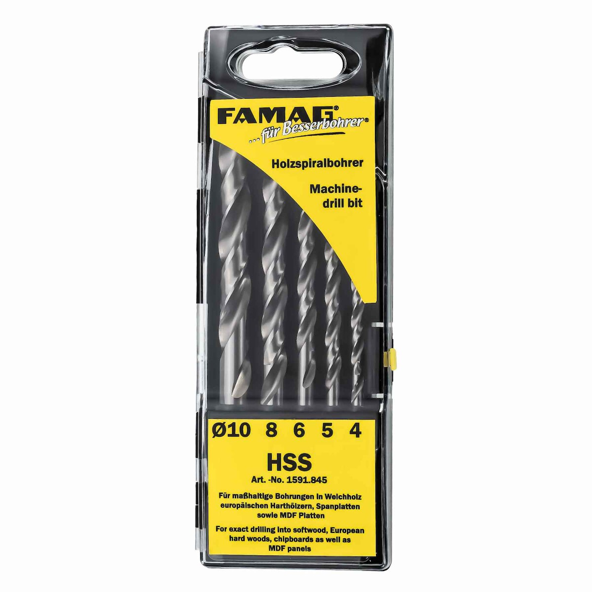 Famag Holzspiralbohrersatz HSS 5-tlg. D=4 bis 10mm Image