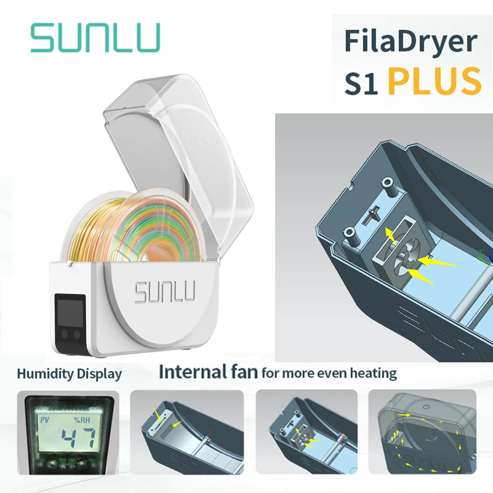 SUNLU Filament-Trockner S1 Plus, integrierter Zirkulationsventilator, Filament-Trockner-Box, Aufbewahrungsbox für 3D-Drucker, Filament 1,75/2,85/3,00 mm Image