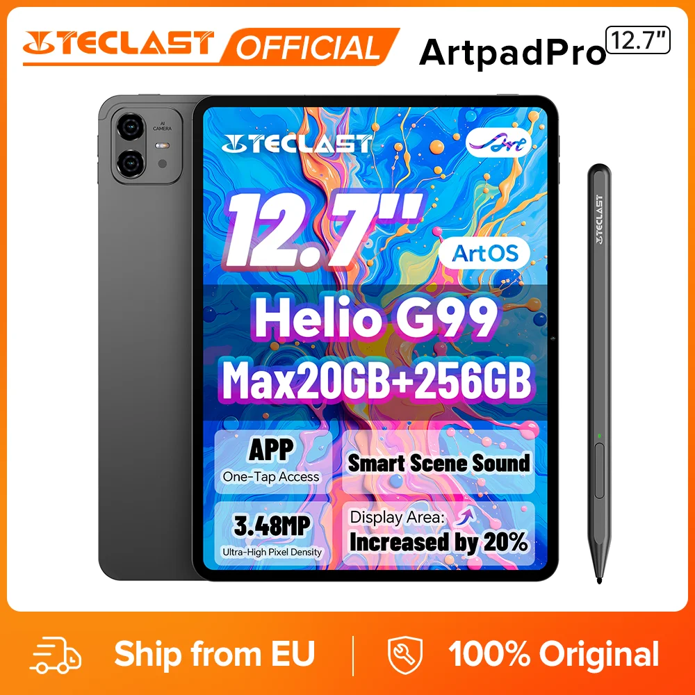 Teclast ArtPad Pro 12,7 Zoll 2,2K UHD Display Max. 20GB RAM 256GB ROM Helio G99 10000mAh 30W Android 15 Tablet Global LTE Image
