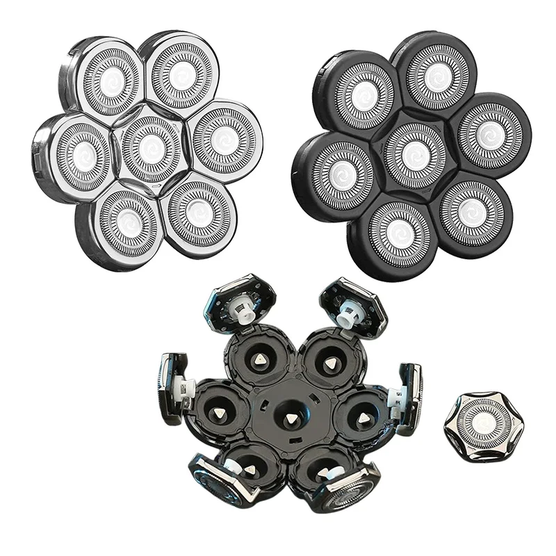 7-Kopf-Ersatzscherköpfe für Freebird Kopfrasierer für Glatzköpfige Männer, Universelle Magnetische 7D Kopfrasierer Image