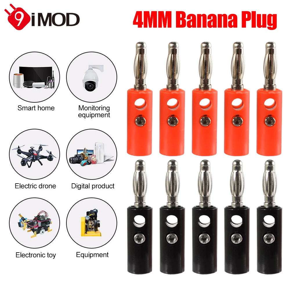 ​ 9IMOD Bananen Stecker 10PCS 4MM Bananen Stecker Stecker Test Stecker Laterne Stecker Für Audio Video Lautsprecher Kabel Adapter terminal Image