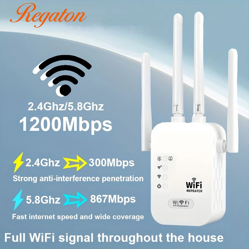 1200Mbps Kabelloser WLAN-Repeater WLAN-Signalverstärker Dual-Band 2,4G 5G WLAN-Extender 802.11ac Gigabit WLAN-Verstärker WPS Router Image