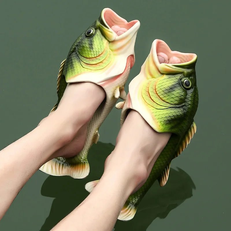Sommer Männer Lustige Schuhe Outdoor Strand Rutschen Unisex Männer Crazzy Fisch Hausschuhe Flip-Flops 2021 Neue Image