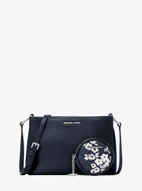 Trisha Pebbled Leather Crossbody Bag With Printed Signature Logo Pouch - Blue - Michael Kors Shoulder Bags