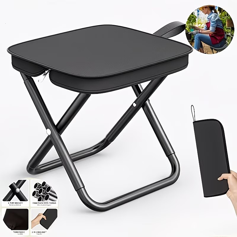 Portable Folding Chair Adult Heavy-Duty Portable Folding Chair with a 440 lbs Weight Capacity, Lightweight and Sturdy Frame, Compact Foldable Outdoor Chair with Portability, Stool-Like, Weather-Resist