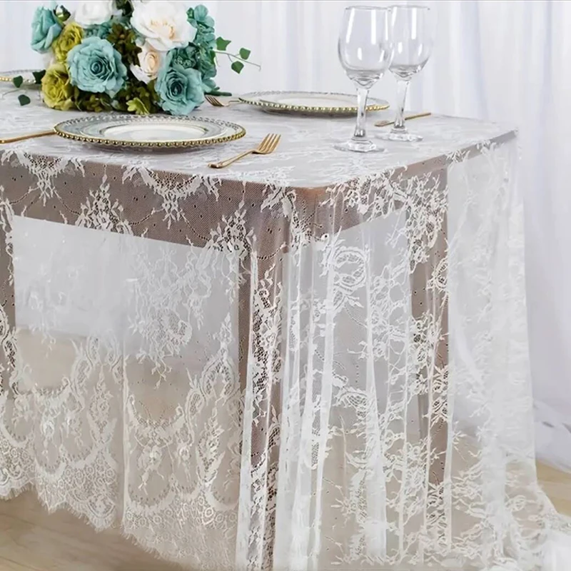 Rechteckige Spitzen-Tischdecke Vintage Tischdecke Hochzeit Küche Esszimmer Kaffeetisch-Abdeckung Jacquard Geburtstags-Party-Dekoration