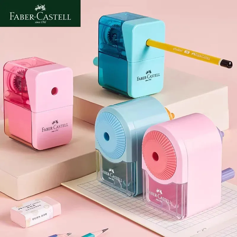 Faber-Castell Bleistiftspitzer geht automatisch in die Mine. Handgekurbelter Multi-Gang-Desktop-Rotations-Schüler-Schulbriefpapier Image