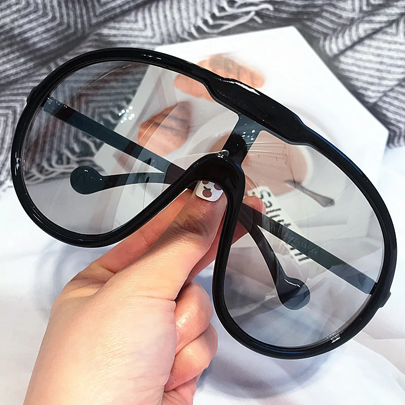 One Piece Oversize Gelb Schwarz Farbverlauf Schild Sonnenbrille für Damen Herren Vintage Maske Y2K Sonnenbrille Damen Sexy Shades Fahren