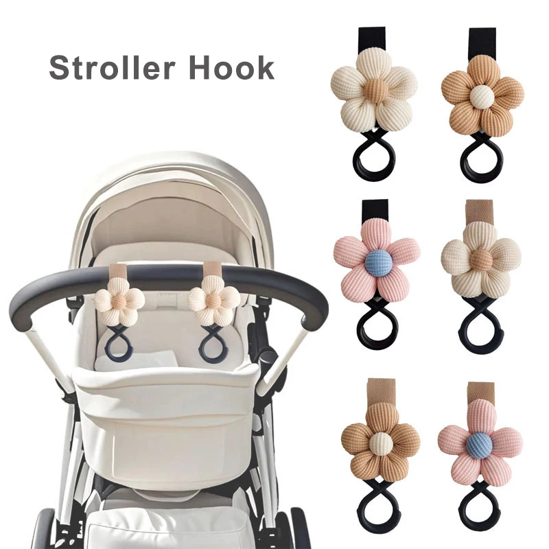 1/2 Stück Kinderwagen-Haken Blumen-Design Kinderwagen-Aufhängehaken Organizer für Kinderwagen Zubehör für Kleinkinder Image