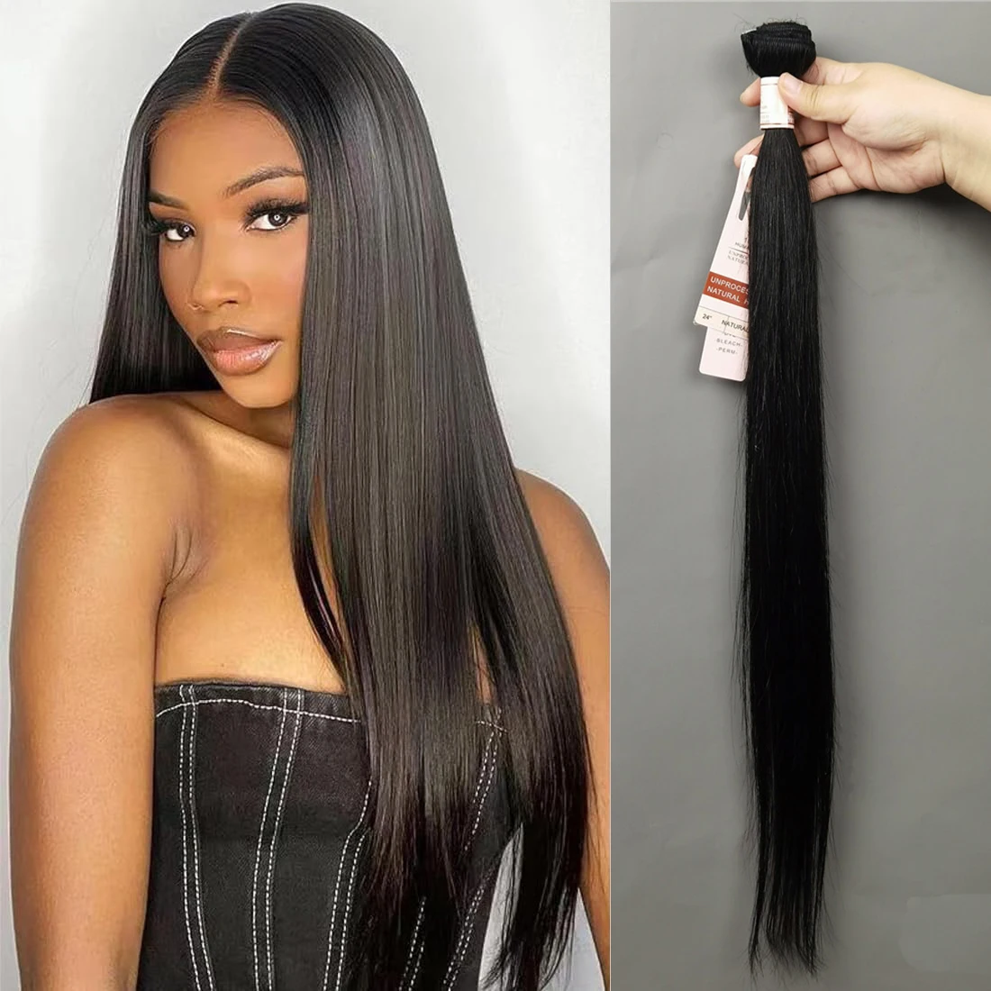 Brasilianische Gerade Haar Bundles Remy Menschenhaar-webart Bundles 10-30 zoll Haar Extensions Natürliche Schwarze Farbe Für Frauen Image