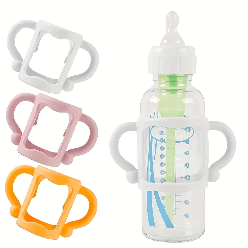 Silikon-Flaschengriff für schmale Babyflaschen, leicht zu greifender Griff, bietet Platz für die meisten Flaschen – BPA-freies weiches Silikon Image