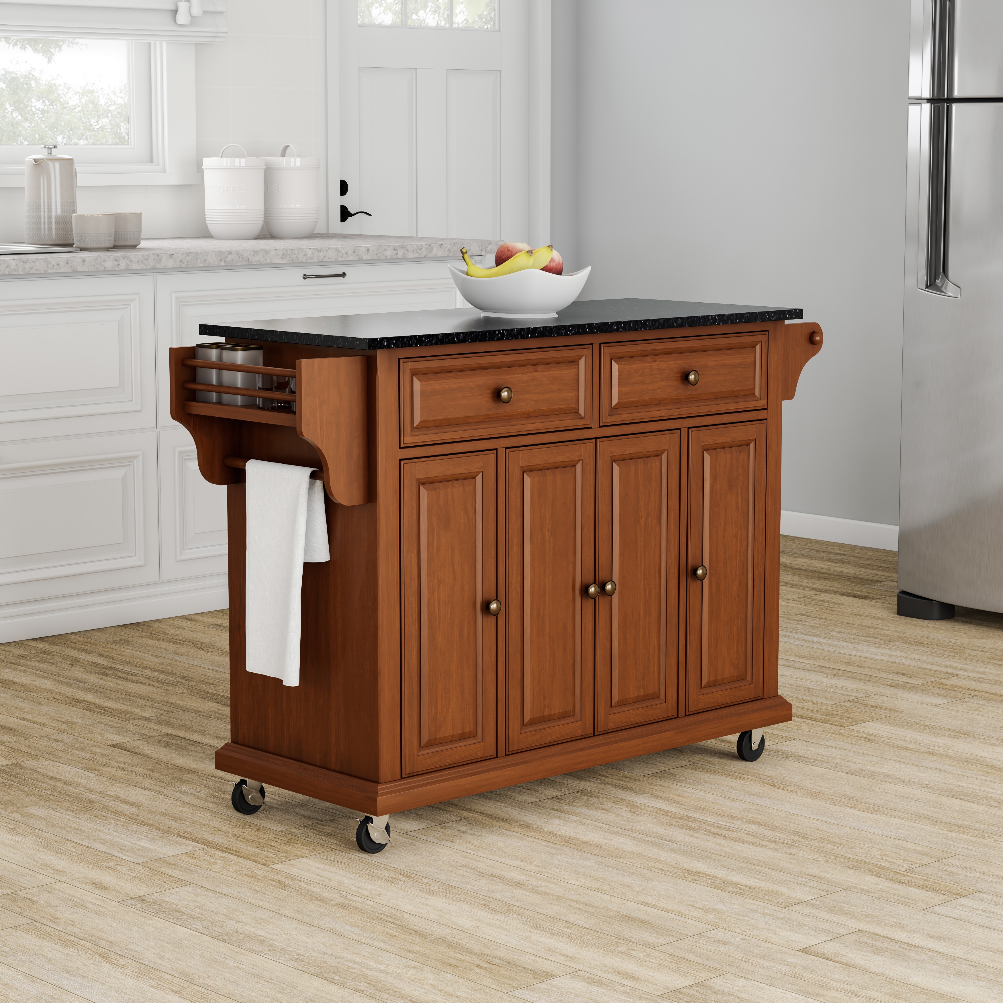 Crosley Full Size Granite Top Kitchen Cart - 18"d x 51.5"w x 36"h