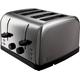 Russell Hobbs 4 Slice Toaster with brushed sides (Independent slots, High lift, 7 Browning levels, Frozen/Cancel/Reheat, Red indicator lights, Removable crumb tray, 1500W, Stainless Steel) 18790