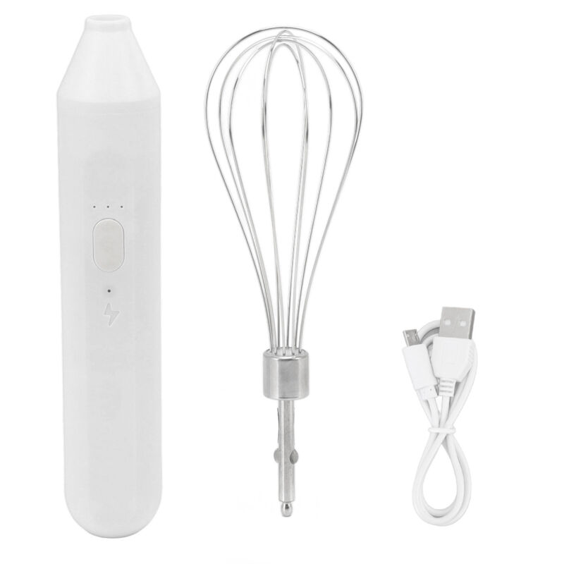 Frullino Per Le Uova Elettrico Frullino Per Il Latte Con Ricarica Usb Portatile Miscelatore Per Bevande Portatile Senza Fili Con Frusta In Acciaio Inossidabile Bianco