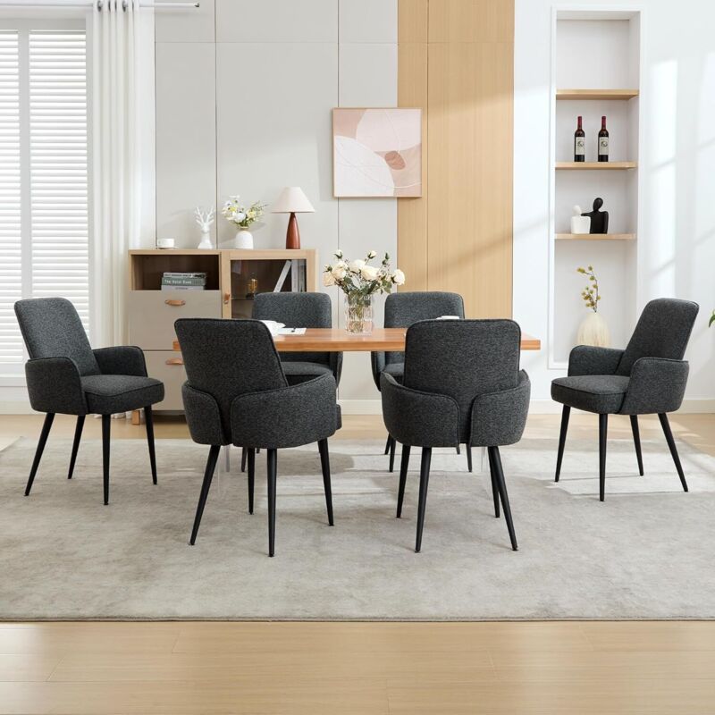 Set Di 2 Sedie Da Pranzo, Sedie Imbottite, Sedie Da Cucina, Poltrone Moderne Da Soggiorno Con Piedini Antiscivolo E Gambe In Metallo (grigio Scuro, Set Di 2 Sedie)
