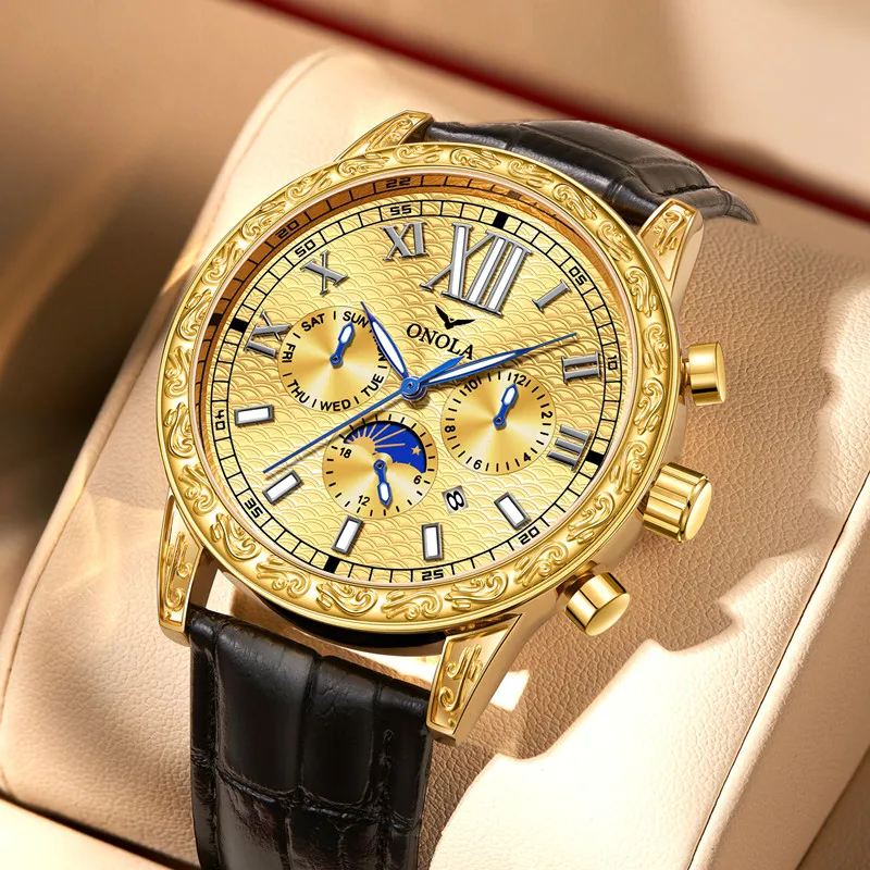 2023 Onola Top Marke Herrenmode Business Uhr Freizeit wasserdichte mechanische Uhr automatische Uhr für Männer Image