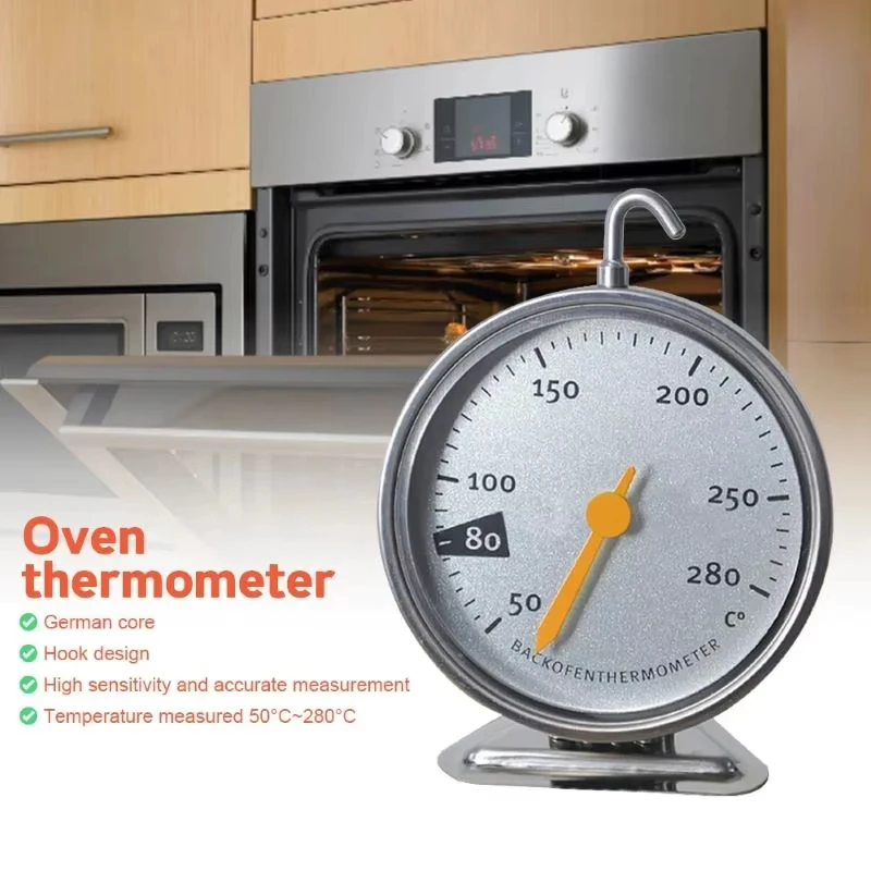 Celsius Ofenthermometer, Edelstahlständer, großes Zifferblatt, Backen, Grillen, Kochen, Fleisch, Lebensmittel, Temperaturmesswerkzeuge Image