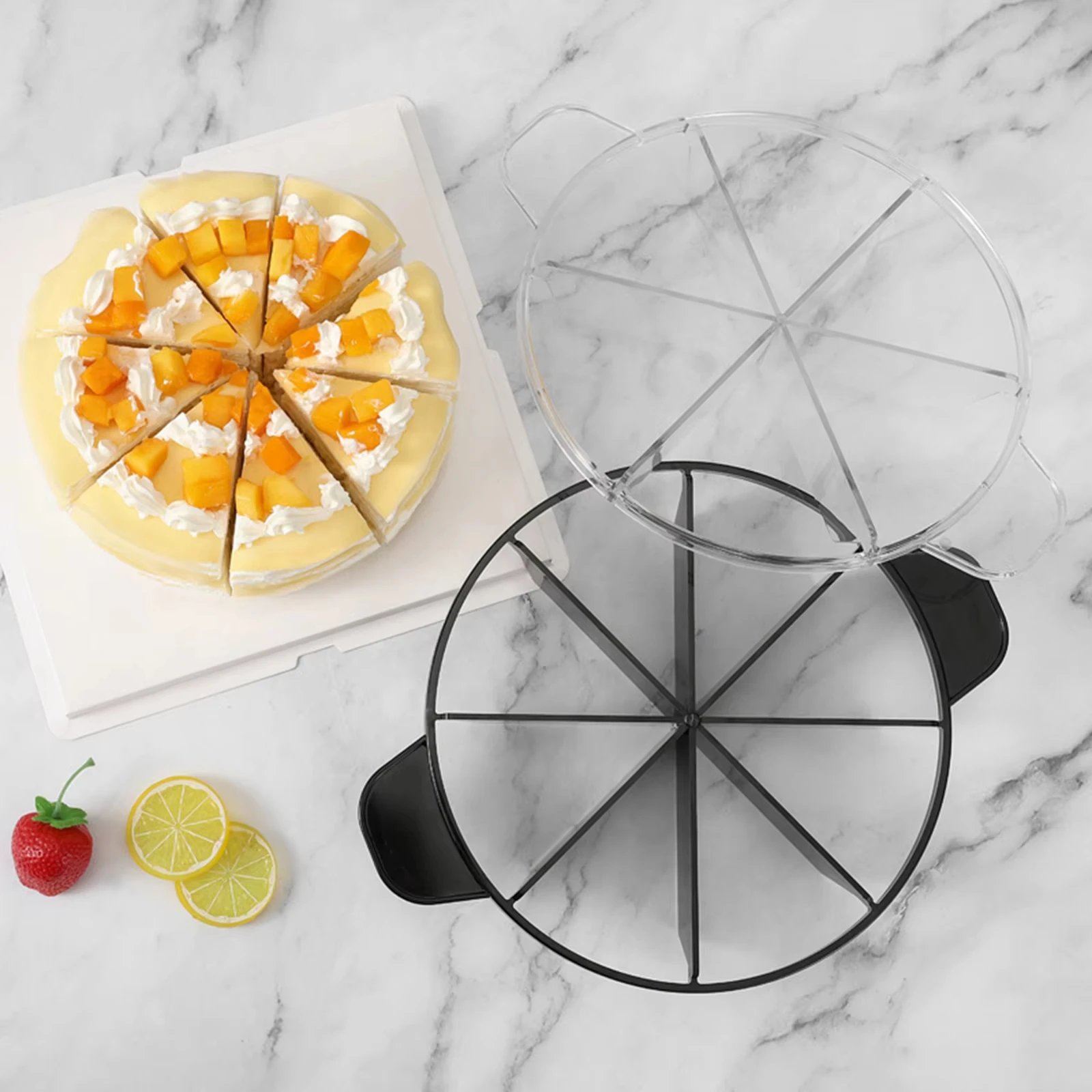 Kunststoff Kuchen Teiler 6/7/8 Abteilungen Pizza Cutter Käsekuchen Slicer Runde Gebäck Käse Pizza Schneiden Presse Maschine Werkzeug Image