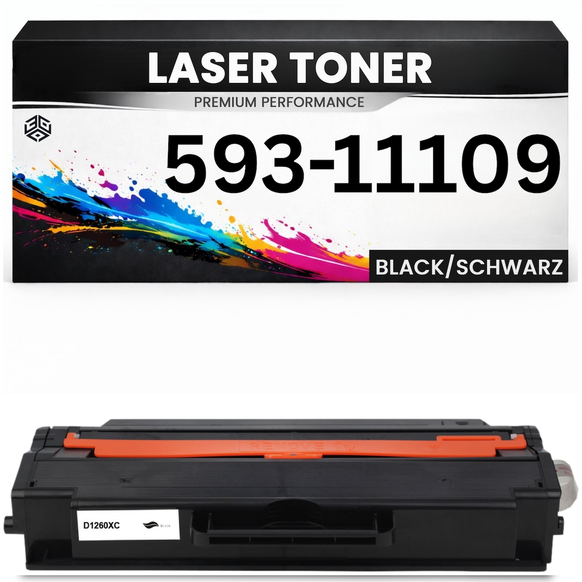 3DPlady Toner 593-11109 für Dell kompatibel Schwarz 59311109 wie Original Tonerkartusche für Dell B1260dn, B1265DNF Image