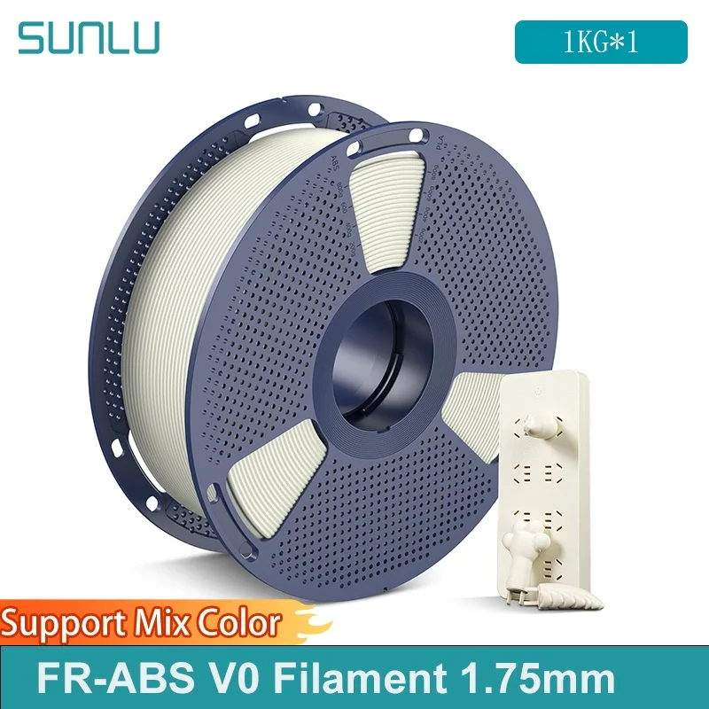 SUNLU 1 kg FR-ABS V0 3D-Filament UL94 V0 feuerfestes ABS-Filament 1,75 mm 1 kg Spule (2,2 lbs) für Elektronik, Autoteile und 3D-Drucker Image