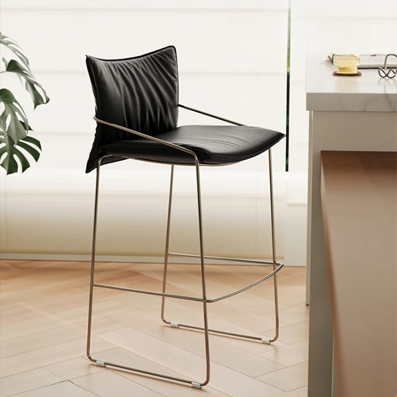 Retro Kreativer Barstuhl Einfaches Licht Luxus Restaurant Erwachsene Europäische Barhocker Design Entspannende Cadeira Einzigartige Möbel Image