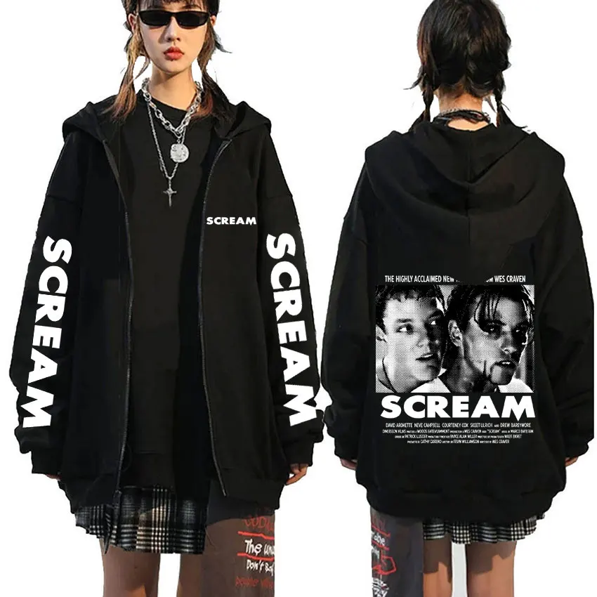 Horrorfilm Scream Billy Loomis Reißverschluss-Hoodie für Herren und Damen, lässige Vintage-Reißverschlussjacke, Herrenmode, übergroßes Sweatshirt mit Reißverschluss Image