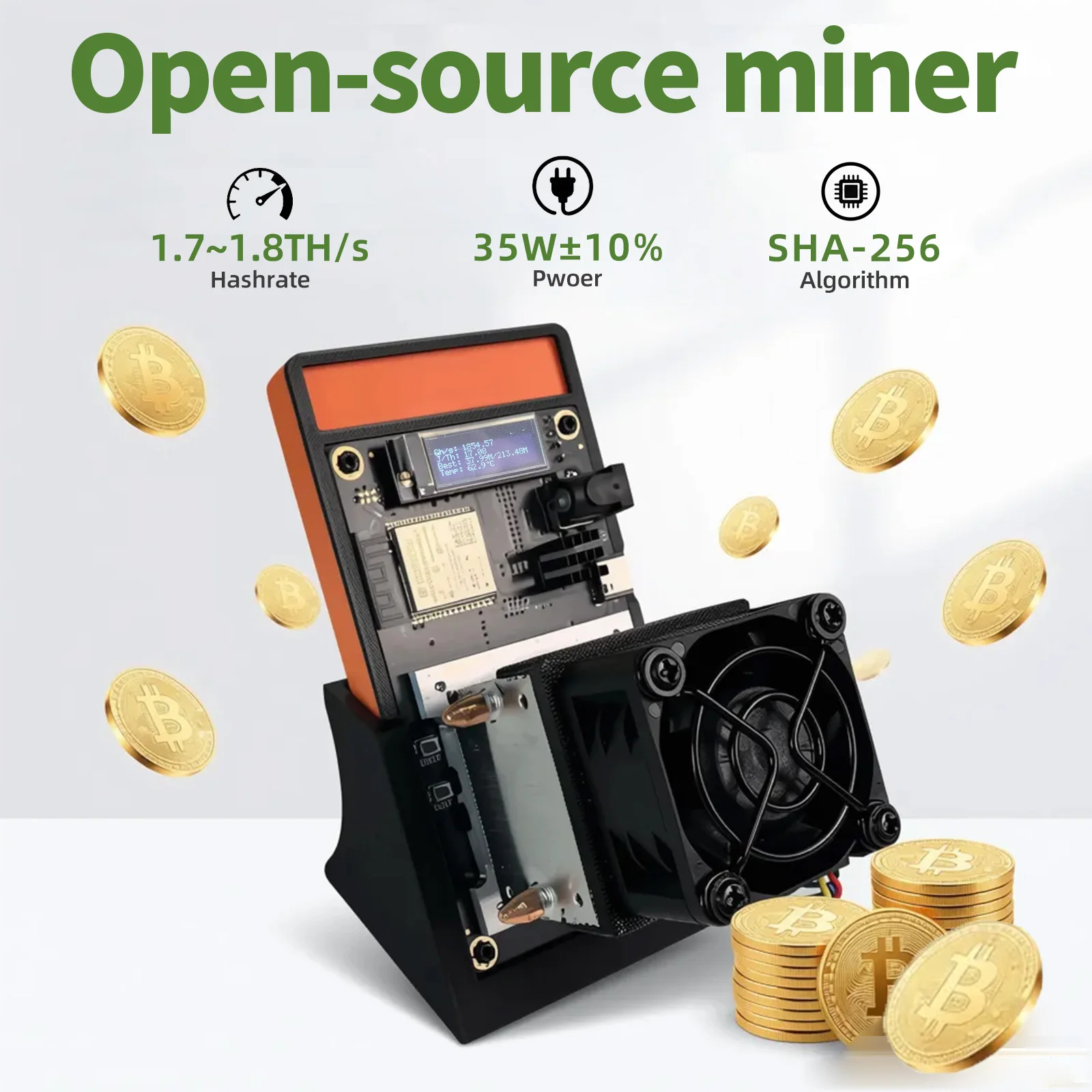Verbesserte Version Gamma 602 1.8TH/s SHA256 Bitcoin Miner Home Mining ASIC Krypto-Mining-Maschine SOLO Lottery Miner Image