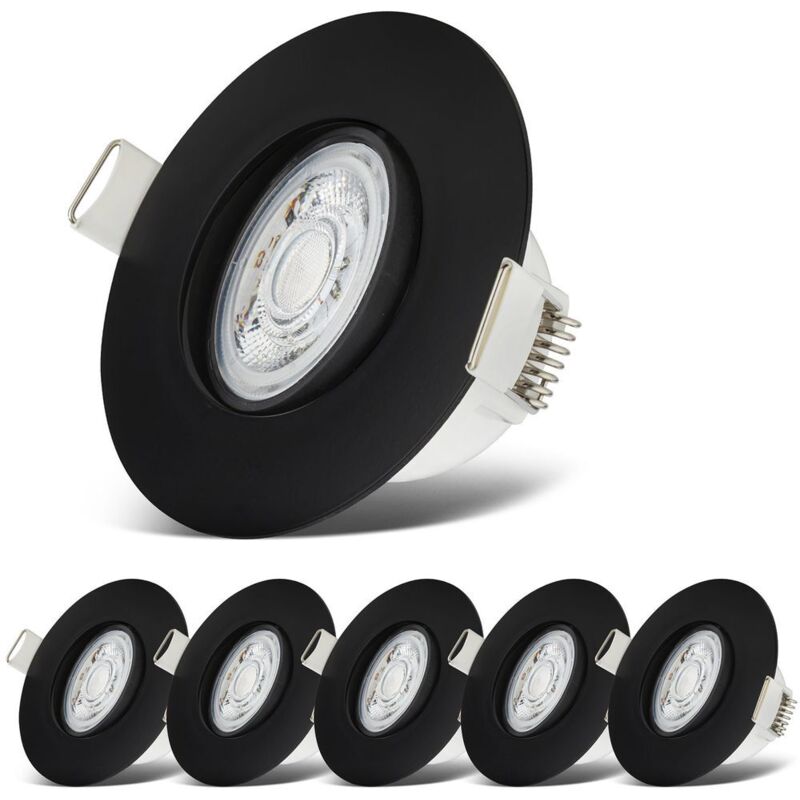 B.k.licht - Set Di 6 Faretti Led Da Incasso 230v, Faretti Led Orientabili Per Il Bagno Ip65, Faretti Led Da Soffitto, Faretti Led, Faretti Da Soffitto, Lampada Da Bagno, 9 X 4,2 Cm (dxh), Nero