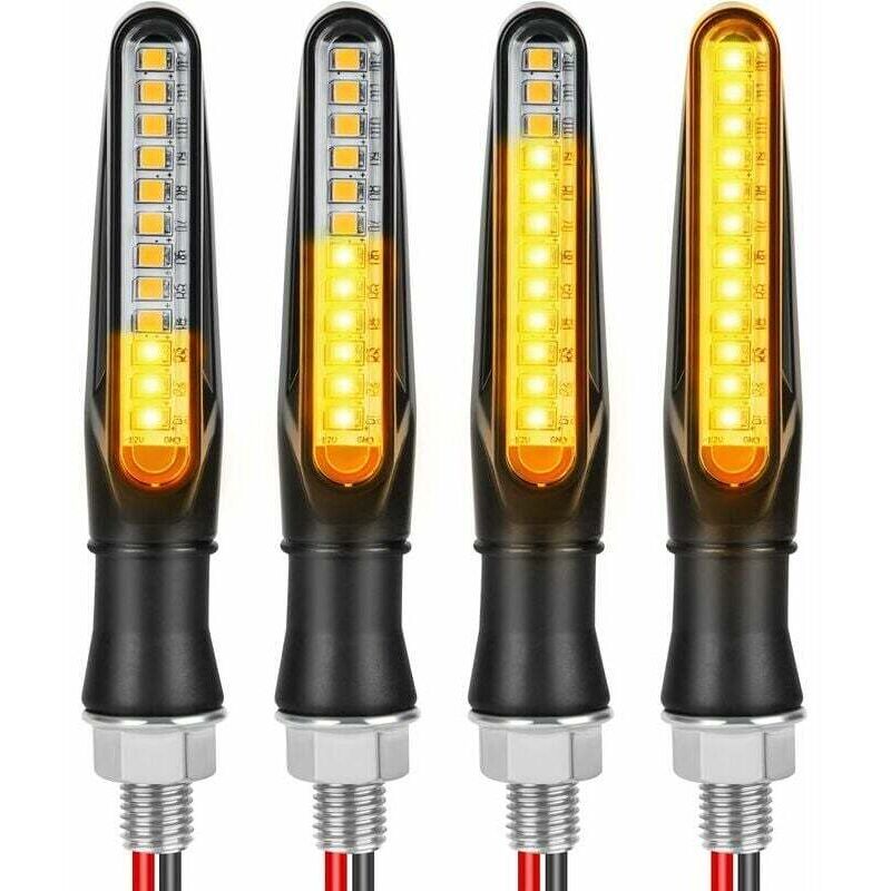 Indicatori Di Direzione A Led Per Moto, 4 Indicatori Di Direzione Universali Impermeabili Per Moto, Indicatori Di Direzione Fluidi A 12v, Luci Diurne Per Moto (nero) -crezuo