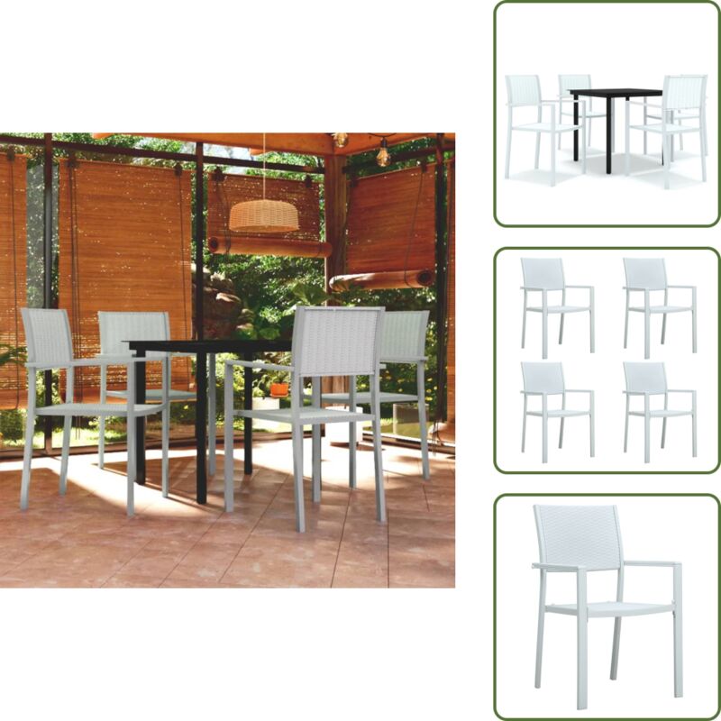 Set Da Pranzo Da Giardino - Vidaxl Set Mobili Da Pranzo Per Giardino 5 Pz Bianco - Mobili Da Giardino