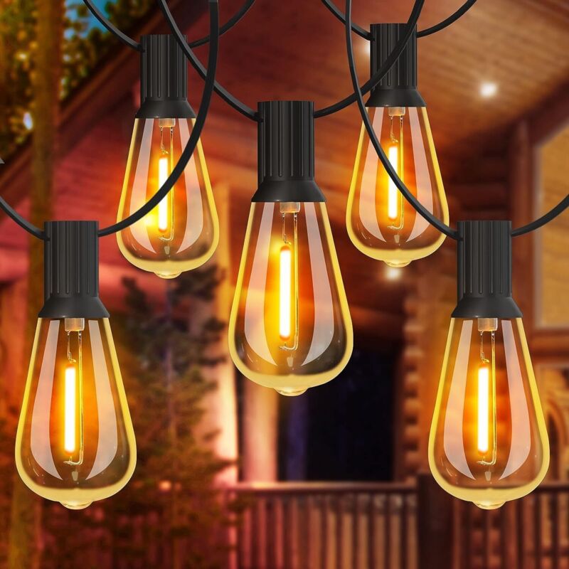 Luci A Catena Per Esterni, Luci A Catena A Led Da 30 M Con Lampadine St38, Bianco Caldo 2200 K, Luci A Catena Per Esterni Impermeabili Per Giardino, Feste, Patio