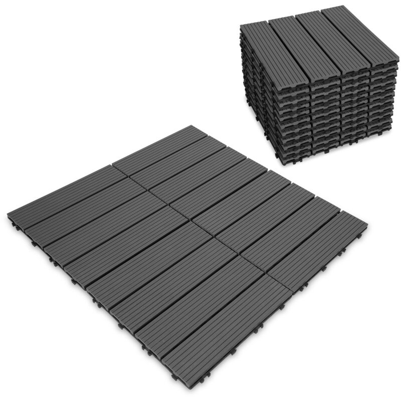 Swanew Piastrelle Per Pavimenti Da Esterno Piastrelle Per Terrazze In Wpc 30x30 Cm Set Di 55 Pezzi Per 5m ² Antracite Con Aspetto Legno Piastrelle Da Giardino Con Drenaggio E Sistema Plug-in