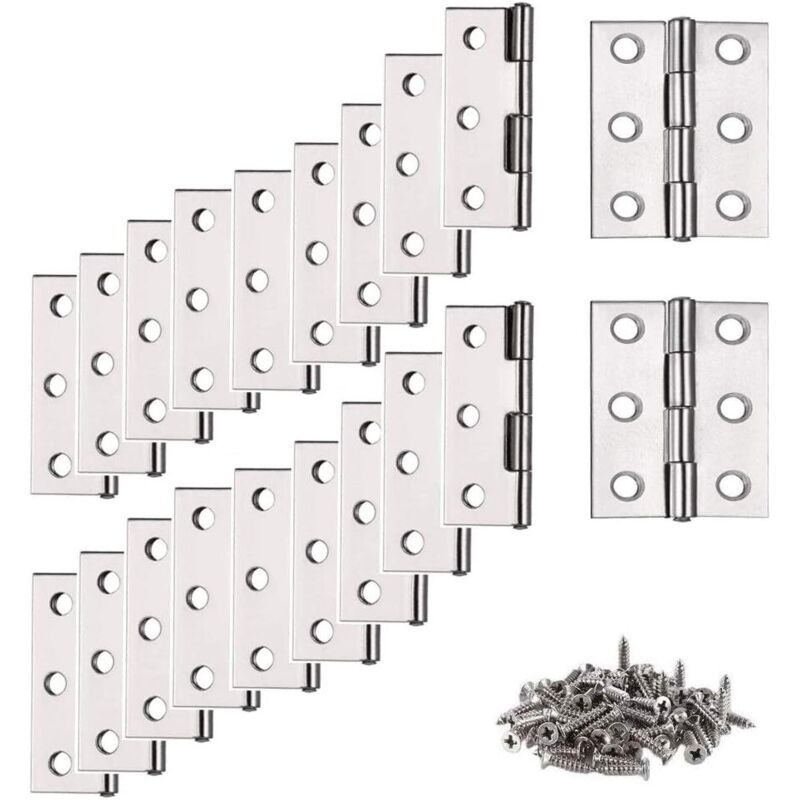 Cerniera, Cerniera In Acciaio Inossidabile, 20 Pezzi Di Cerniera Piccola, Cerniera, Cerniera Piatta, Cerniera Per Mobili Per La Casa, Ferramenta, Protezione Per Ante E Cassetti (con 120 Viti M4 16 Mm