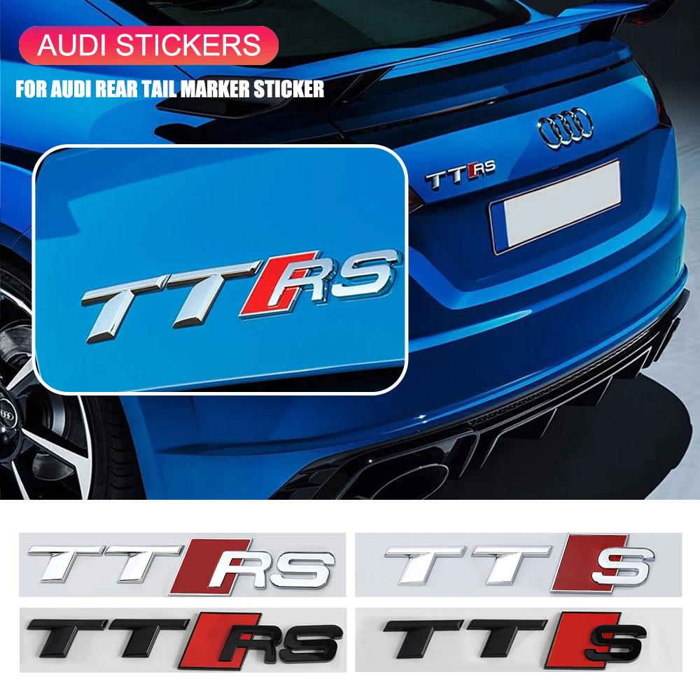 1 Stück 3D ABS Zahlen Buchstaben Emblem Auto Kotflügel Heckklappen Aufkleber für Audi TTS TTRS Logo A7 TT RS A3 A4 A6 Ersatz Zubehör Image