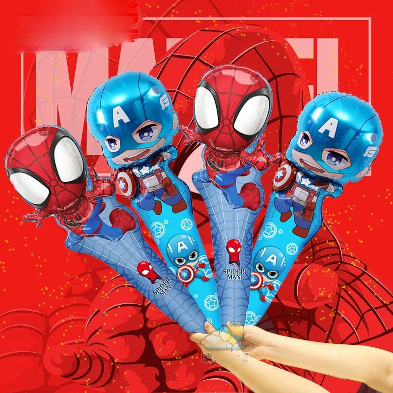 10 Stück 23x60cm Helden-Folienballons Cartoon Spiderman Geburtstagsparty Luftballons Captain America Ballons Deko Kinderspielzeug Geschenk Image