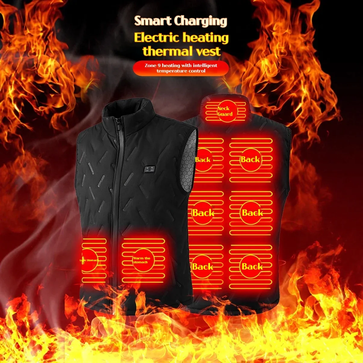 2025 Intelligente USB-Heizweste mit 9 Heizzonen und elektrischer Dual-Control-Weste für Wärme, ohne tragbare Stromversorgung Image