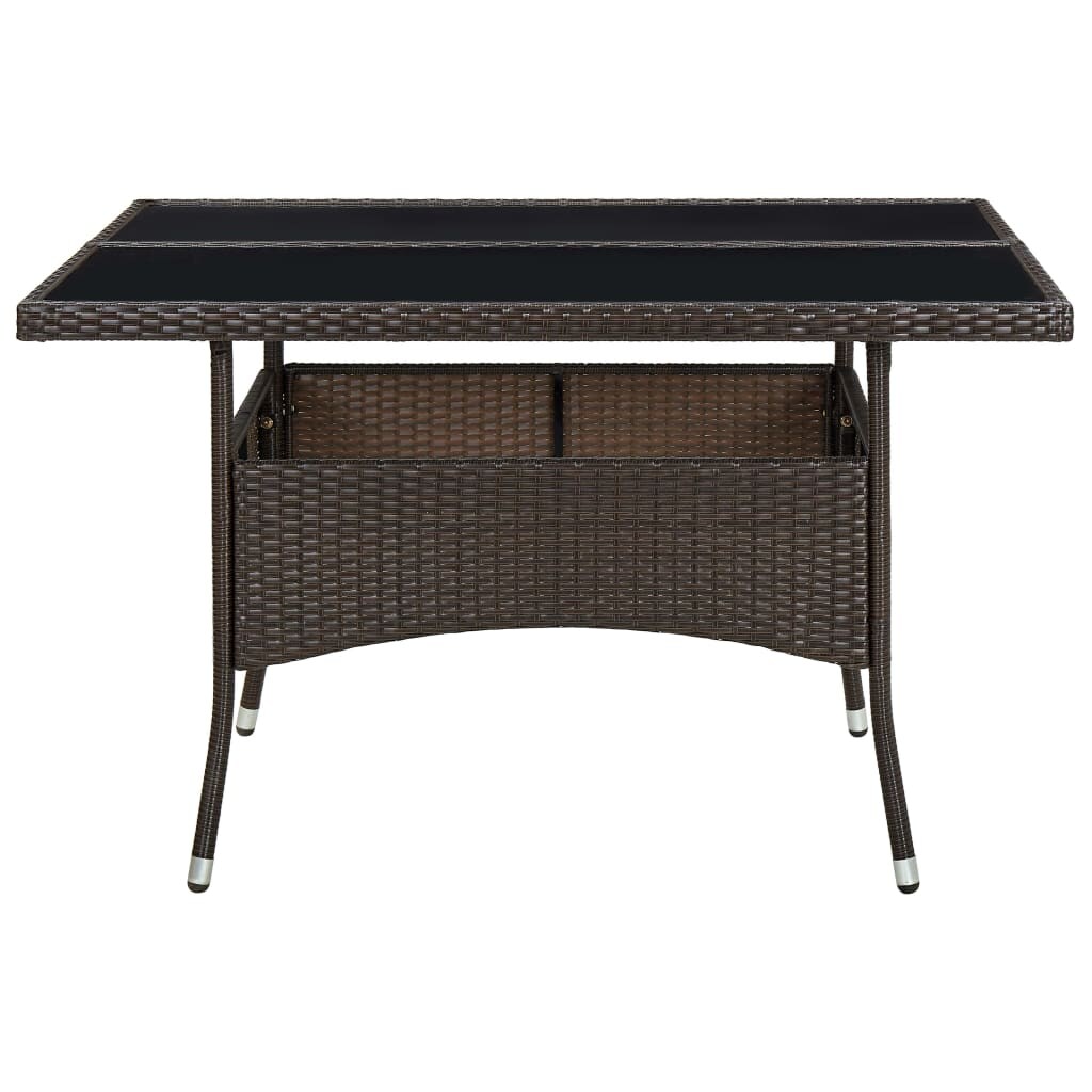 vidaXL Garten-Esstisch Braun Poly Rattan und Glas Image