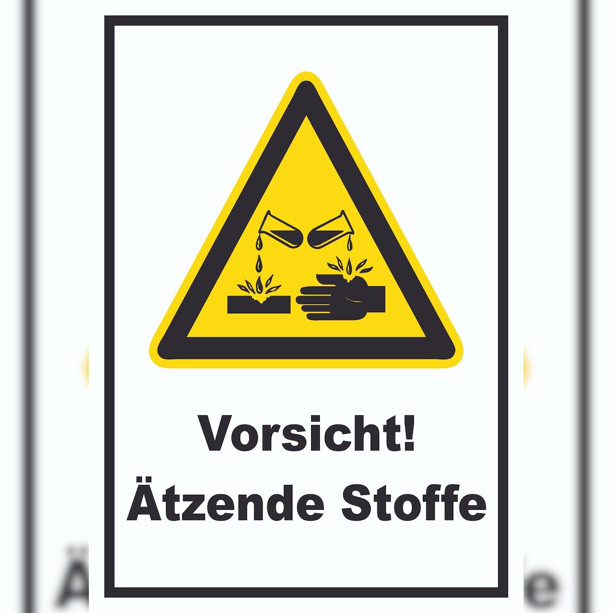 HB-Druck Vorsicht Ätzende Stoffe Schild A2 Rückseite selbstklebend Image